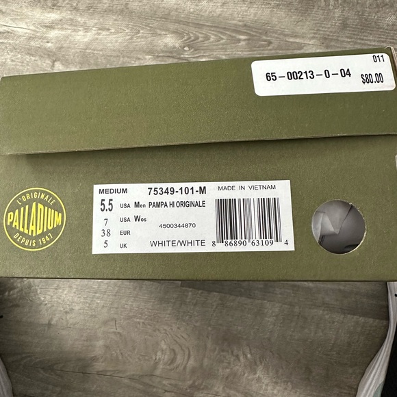 Palladium Women 7 Mens 5.5 White Shoes Ankle Canvas High Top Lace Up Trainers - Picture 8 of 11